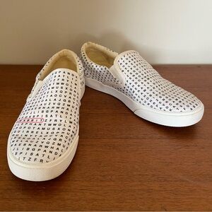 Bucketfeet - Animal Word Search | Women’s 8, White Slip-ons, artist-designed